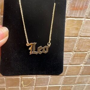 New 14K Gold Leo Name Necklace with 16” inches chain